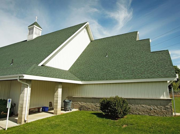 Park Heights Church with a new, Chateau Green-colored roof and new cupola