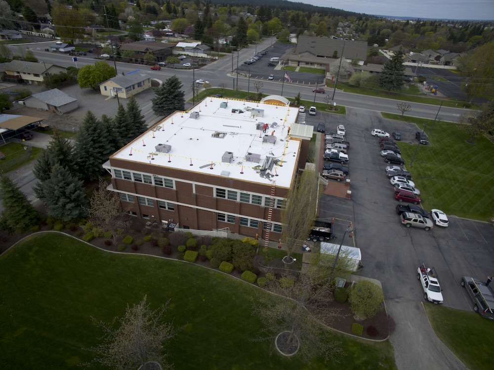 TPO Single-Ply Membrane commercial roof recover in Spokane Valley, WA
