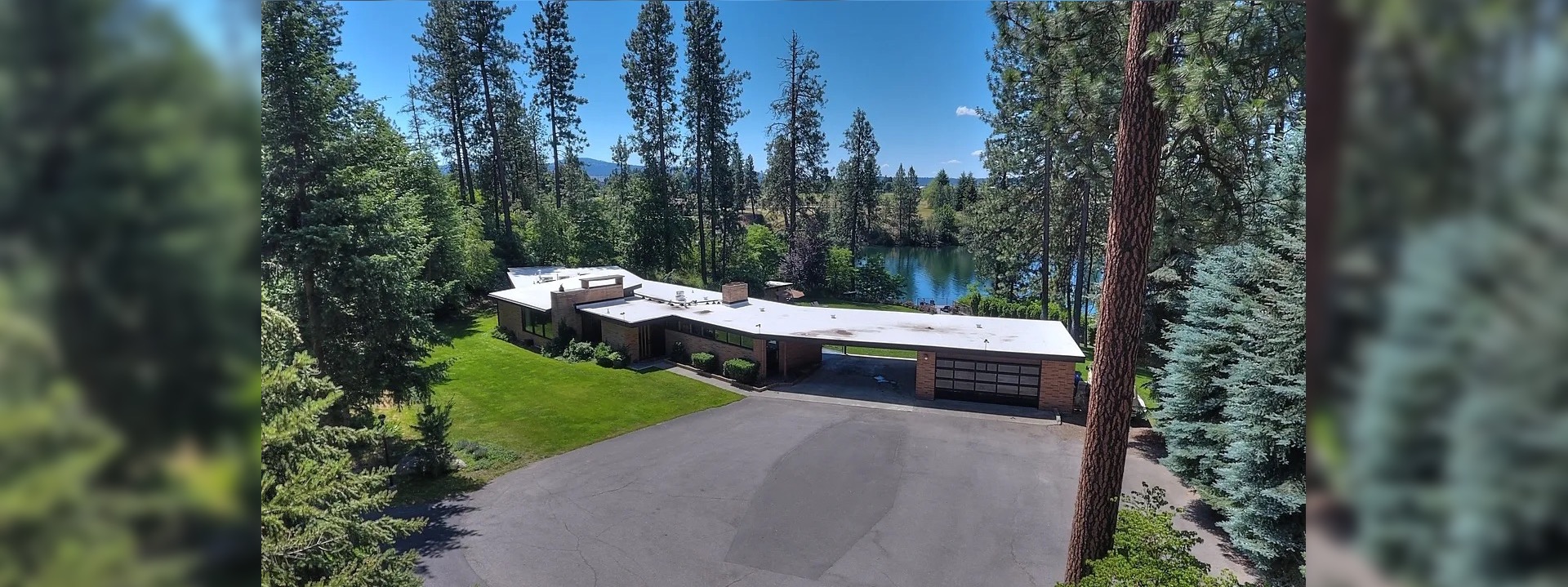 Mid-Century, Modern, Waterfront, Luxury Estate with Residential Flat Roof - Spokane, Washington