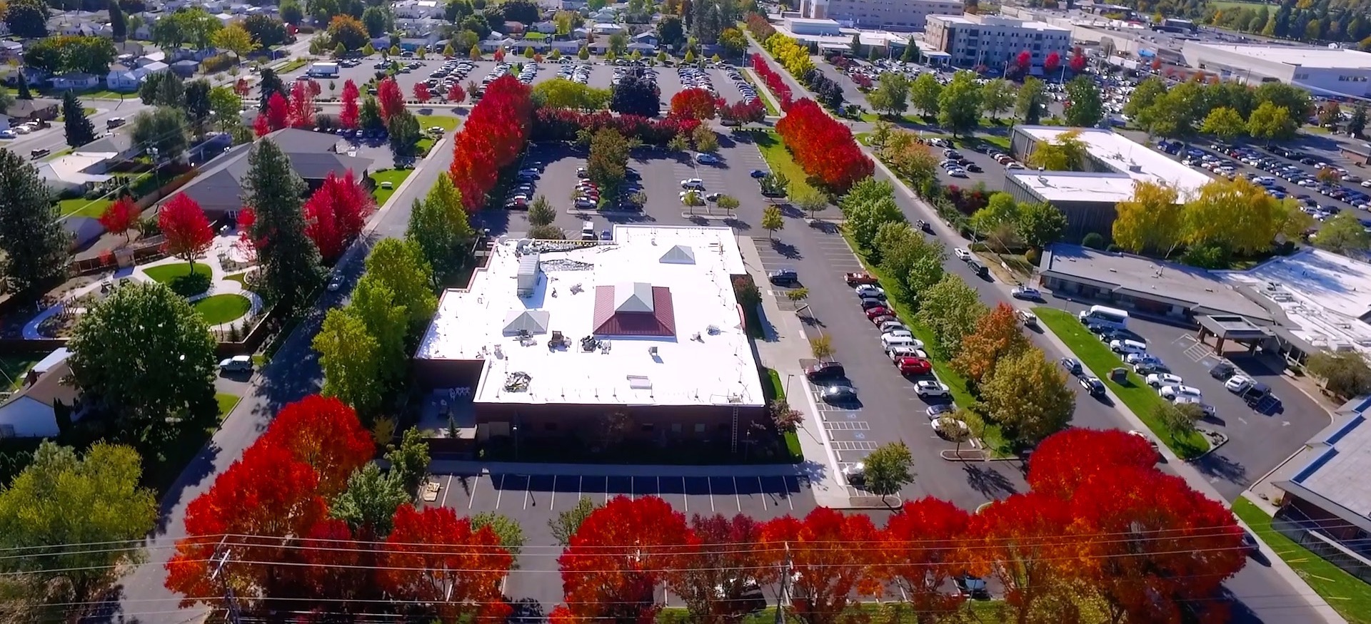 Lidgerwood Medical Center TPO Roof Recover Project Aerial View, Spokane, Washington