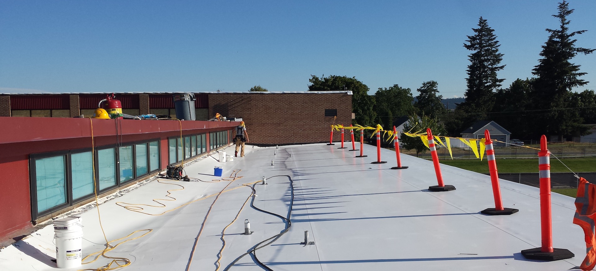 Installing Single-Ply, TPO Membrane Roofing, Renovated Millwood Kindergarten Center