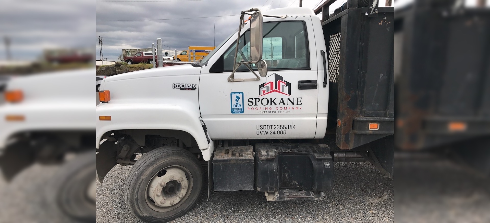 Spokane Roofing Truck With BBB Accredited Business Logo