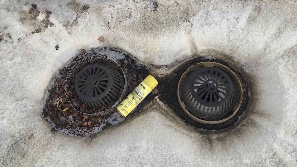 16-Ounce Enforcer® Wasp and Yellowjacket Foam Can Among Commercial Roof Drain Debris